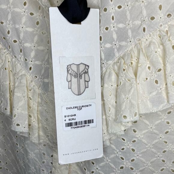 NWT New Johanna Ortiz Ecru Endless Curiosity Long Sleeve Ruffle Blouse Size 4 - Picture 10 of 13